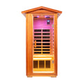 Outdoor Khaya Wood One Person Far Infrared Sauna Room Natural Wood Metal & Wood