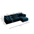 Free Combination Comfy Upholstery Modular Oversized L Shaped Sectional Sofa With Reversible Ottoman, Blue Chenille Blue Chenille 3 Seat