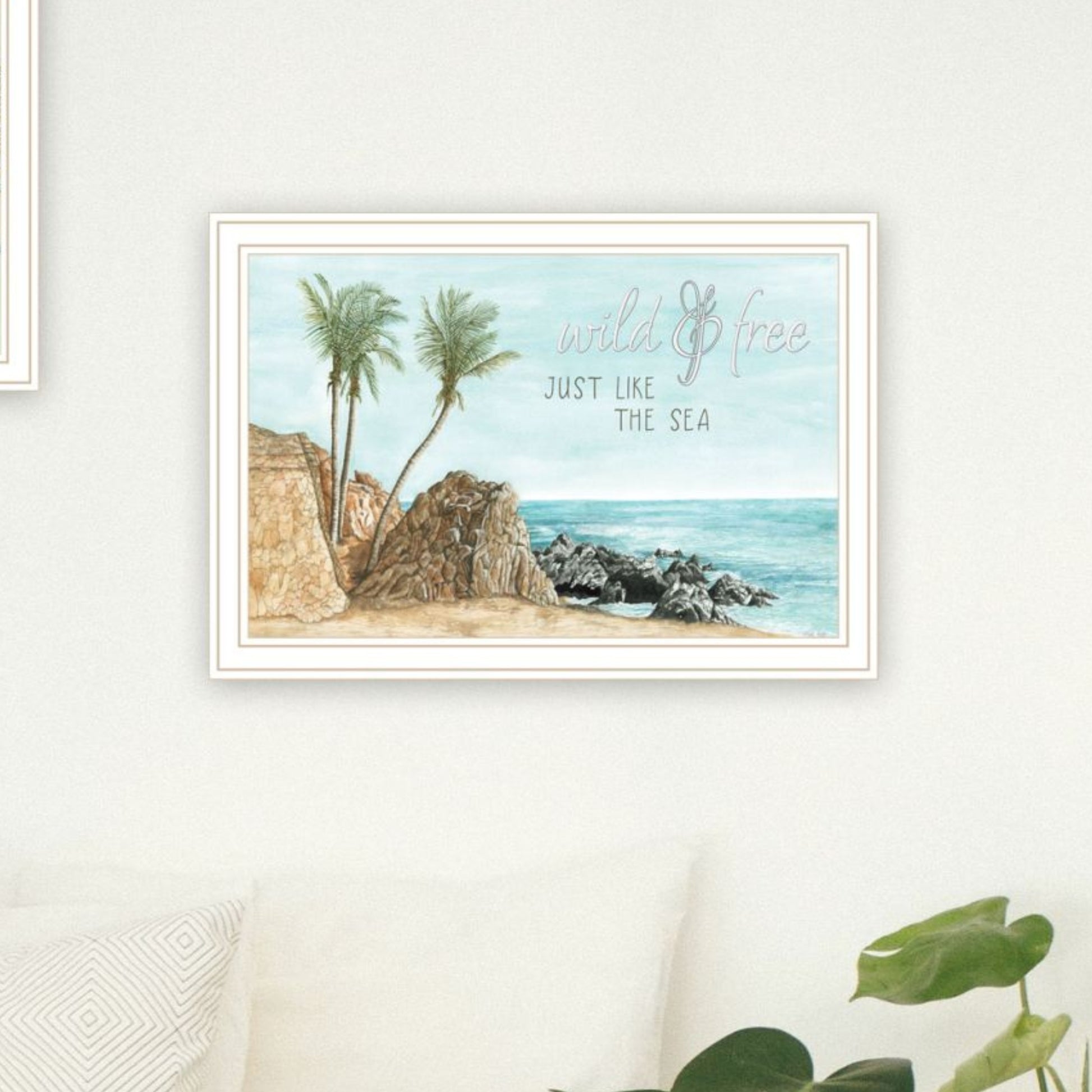 "Wild And Free" In The Ocean Breeze Framed Wall Art For Living Room, Wall Art Print For Home Decor, Bedroom Wall Art By Cindy Jacobs Multicolor Wood Paper