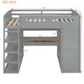 Full Size Loft Bed With Desk, Wardrobes, 4 Drawers And 4 Shelves Gray Full Gray Solid Wood