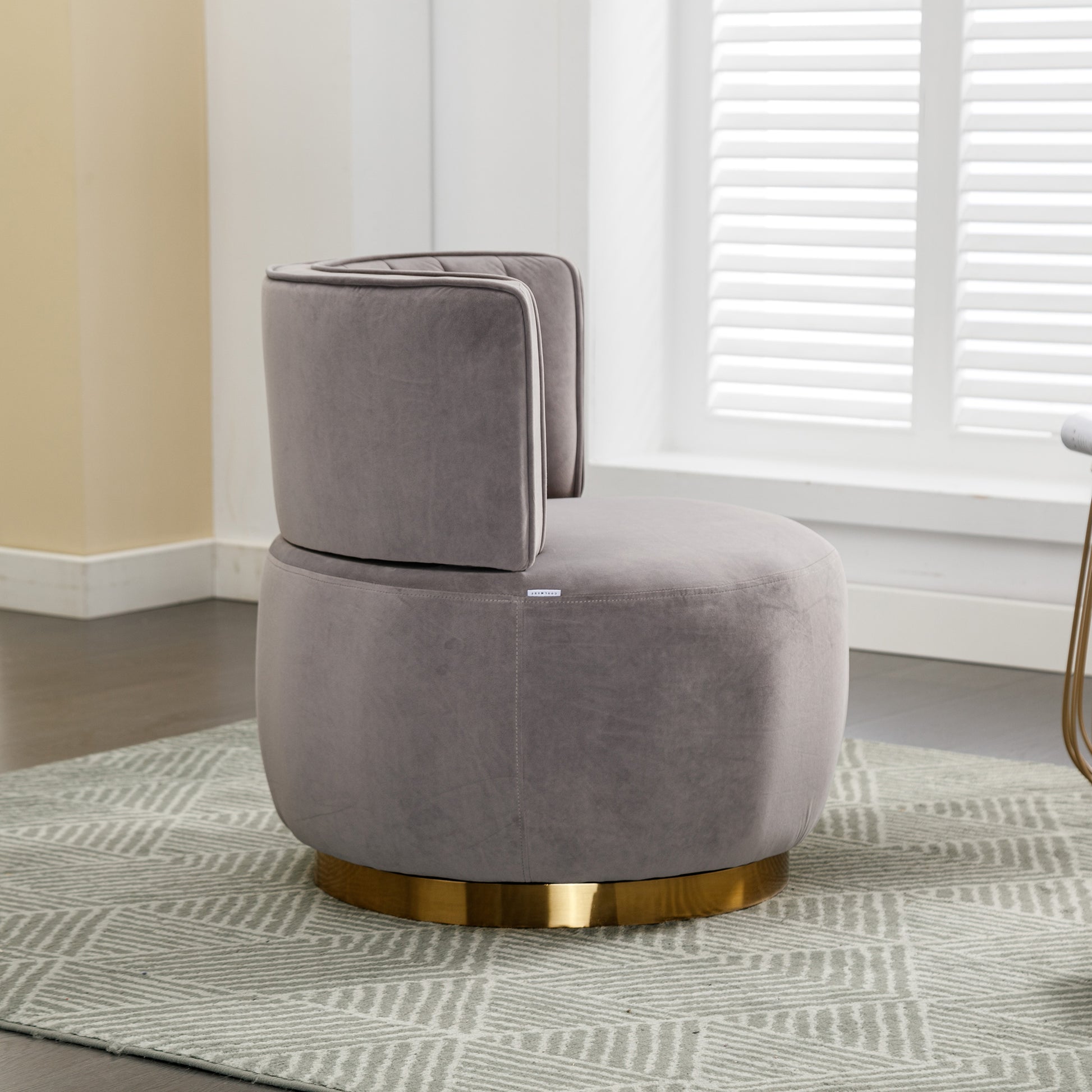 Coolmore 360 Degree Swivel Cuddle Barrel Accent Sofa Chairs, Round Armchairs With Wide Upholstered, Fluffy Velvet Fabric Chair For Living Room, Bedroom, Office, Waiting Rooms Gray Foam Velvet