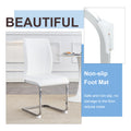Luxury Simple Arch Chair Set Of 4 White Pu Material High Resilience Dining Chair With Arched Metal Silver Leg. White Silver Metal,Pu