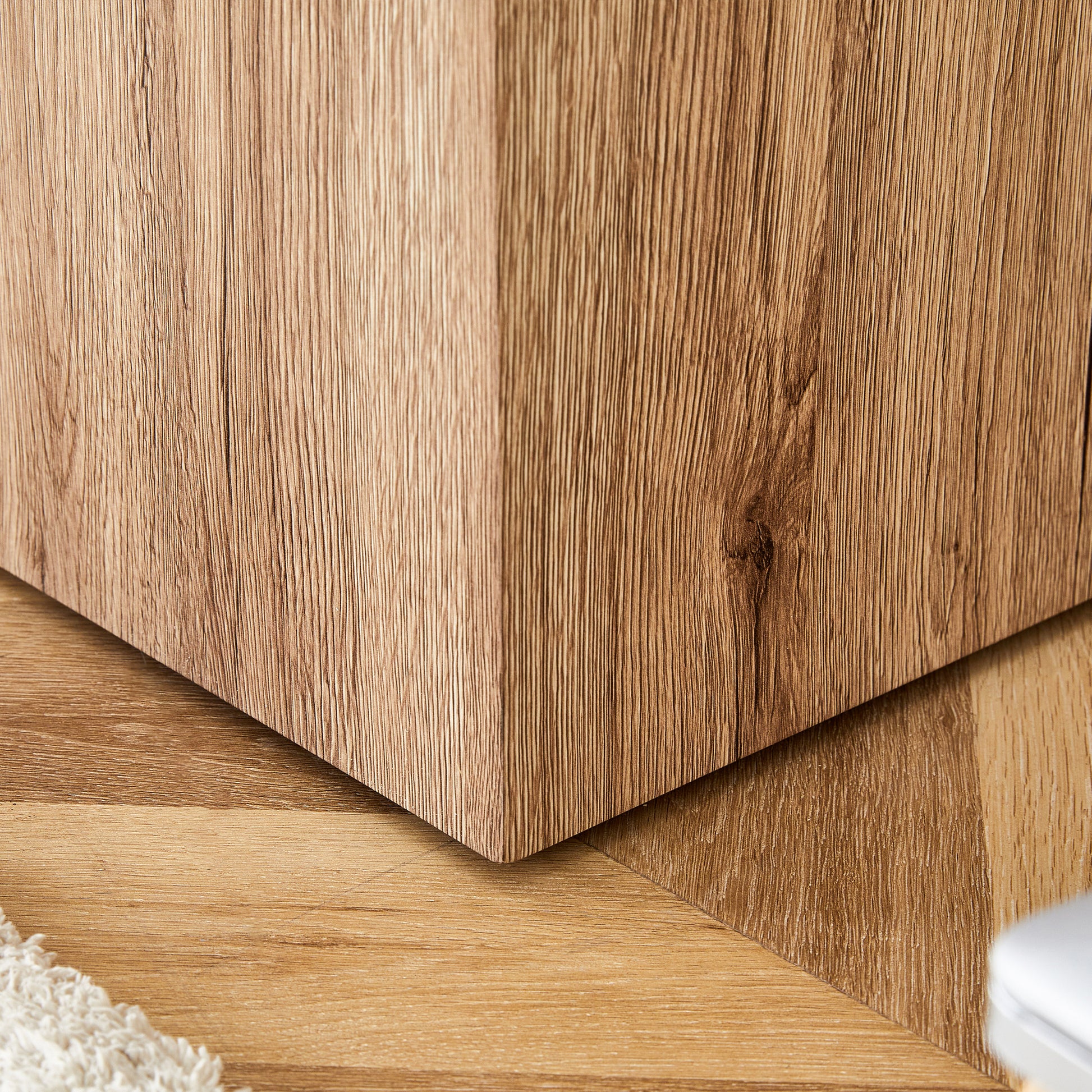 Elevate Your Living Space With This Modern Mdf Coffee Table That Showcases Smooth, Light Wood Color Texture Patterns. It Is Characterized By Stylish Design. Wood Mdf