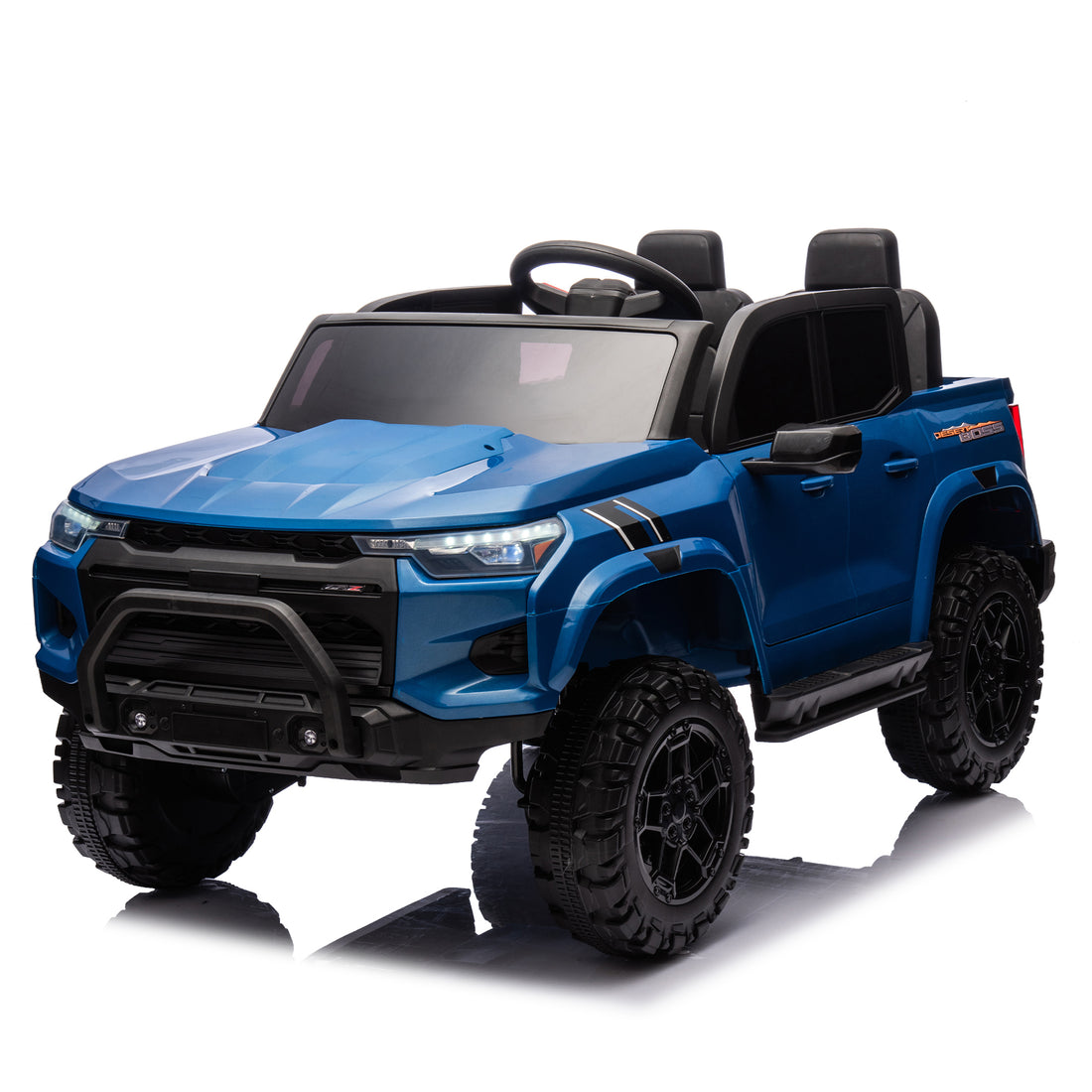 24V10A Two Seater Kids Ride On Electric Pickup, Kids Ride On Toy W Parents Remote Control,4Wd 800W Motors,Two Safety Belts,High Gate Safety Design,Usb,Bluetooth, Speed 2.49 3.73Mph For Kids Aged 3 . Blue 50 99 Lbs Polypropylene