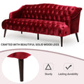 Comfy 3 Seat Sofa With Wooden Legs, Pu, For Living Room And Study Wine Red Velvet 3 Seat