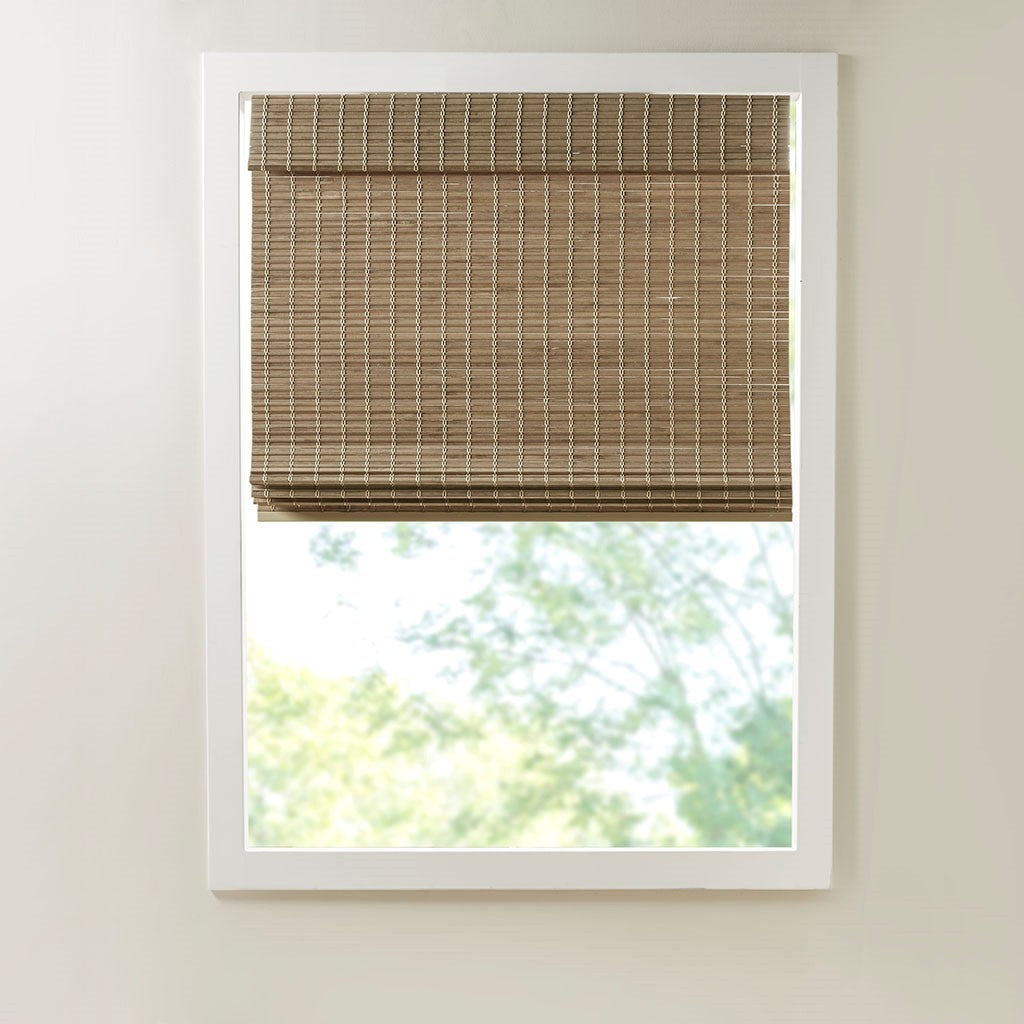 Bamboo Light Filtering Roman Shade 64"L Natural Ash Bamboo