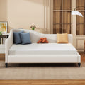 Full Size L Shaped Linen Daybed, With Solid Wood Legs, Beige Old Sku: Sf000146Aaa Full Beige Linen Mdf