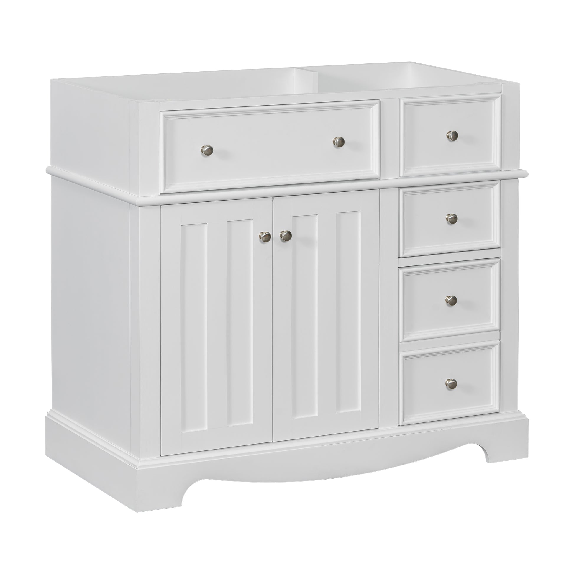 36'' Bathroom Vanity Without Basin Sink, Solid Wood Frame Bathroom Storage Cabinet, Freestanding Vanity With 3 Drawers& Adjustable Shelf Not Include Basin Sink White Bathroom Modern Solid Wood Mdf