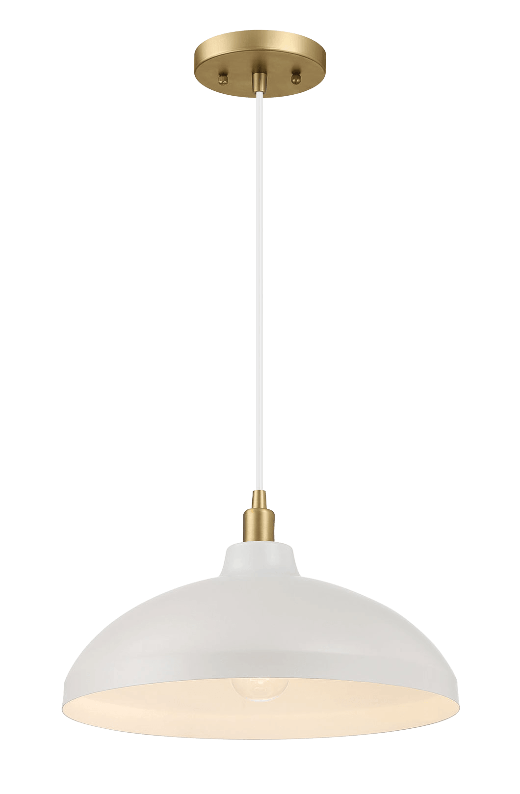 Astral Single Light White Pendant Lamp With Golder Brass Finish For Entrance Kitchen Island 14"D 8"H Gold,White Ceiling Lights Brass