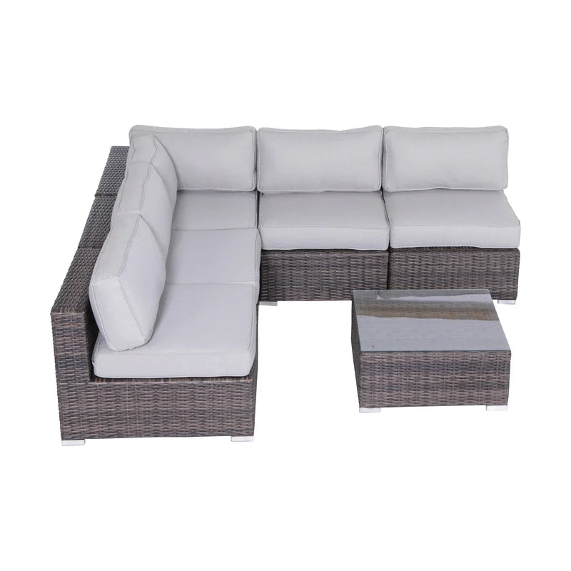 Fully Assembled Wicker 4 Person Seating Set With Cushions Brown,Gray Wicker