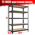 5 Tier Storage Rack, Adjustable Height Shelving, Warehouse Supermarket Basement Storage, Black Requires Assembly 5 Black Nature Standard Horizontal Primary Living Space Open Back Metal Classic