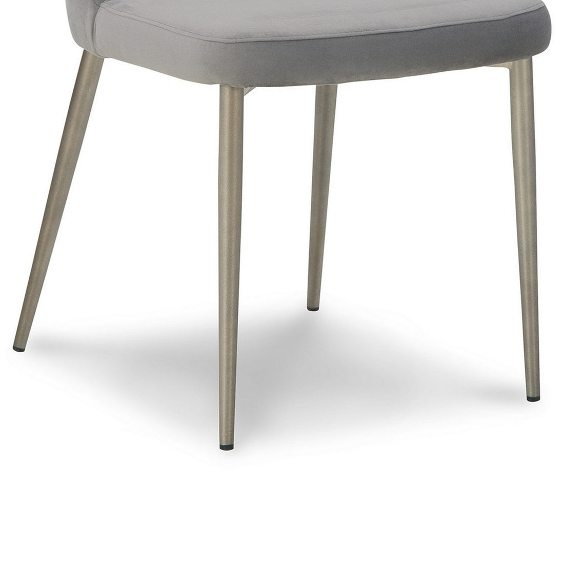 18 Inch Modern Dining Chair, Set Of 2, Gray Velvet Seat, Gold Metal Legs Gray Fabric Metal