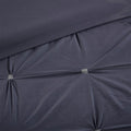 3 Piece Elastic Embroidered Cotton Duvet Cover Set Queen Dark Navy Cotton