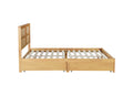 King Size Bed With Rattan Headboard, Two Storage Drawers, Rubber Wood Bed With Enhanced Support Salts And Feet,White Oak King White Oak Rubber Wood