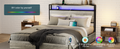 Queen Size Bed Frame With 4 Storage Drawers And 2 Usb Ports, Upholstered Platform Bed Frame With Storage Headboard Charging Station And Metal Slat Support, No Box Spring Needed, Dark Grey. Box Spring Not Required Queen Dark Grey Metal Bedroom Bed Frame