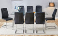 Table And Chair Set.Modern Rectangular Glass Dining Table With A Tempered Glass Tabletop And Silver Metal Legs, Paired With Multiple Chairs Designed With Pu Cushions And Silver Metal Legs. Black Silver Seats 8 Tempered Glass