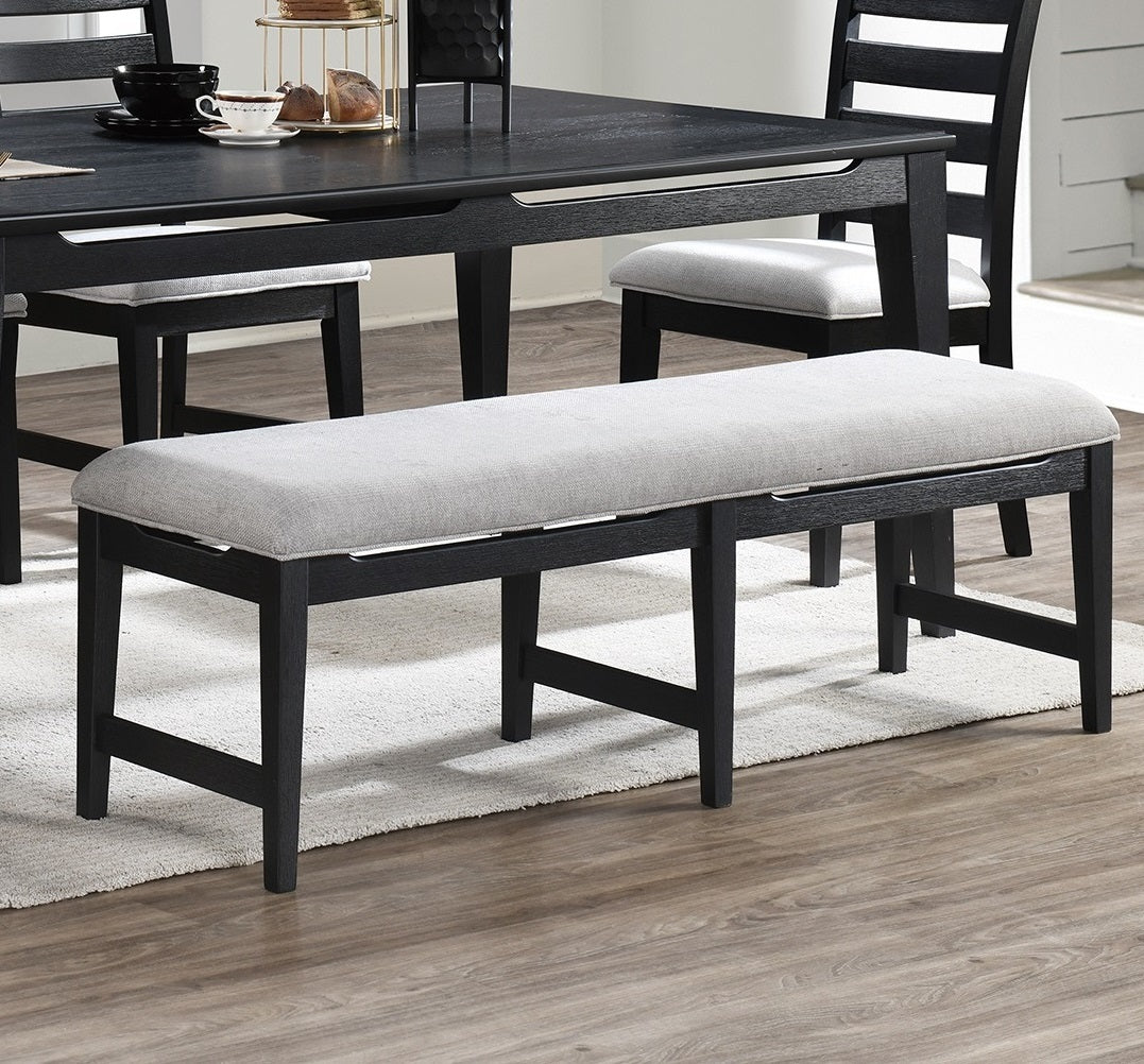 Modern 1Pc Dining Bench Black Frame Upholstered Cushion Plush Comfort Seat Kitchen Dining Room Furniture Black Dining Room Classic,Contemporary,Modern Rubberwood Fabric,Rubber Wood,Solid Wood