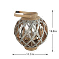 Decorative Lantern With Handle, Wooden Lantern For Indoor Outdoor, Home Garden Wedding Silver Iron