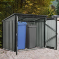 Garbage Bin Shed Stores 2 Trash Cans Metal Outdoor Bin Shed For Garbage Storage,Stainless Galvanized Steel, Bin Shed For Garden Yard Lawn, Black Black Metal