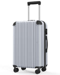 20 Inch Carry On Luggage With Tsa Lock& Double Spinner Wheels, Expandable For Large Storage Silver Abs