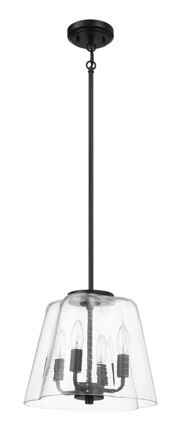 Soiree Four Candle Lights Pendant With Clear Glass Black Finish Black,Clear Ceiling Lights Glass,Metal