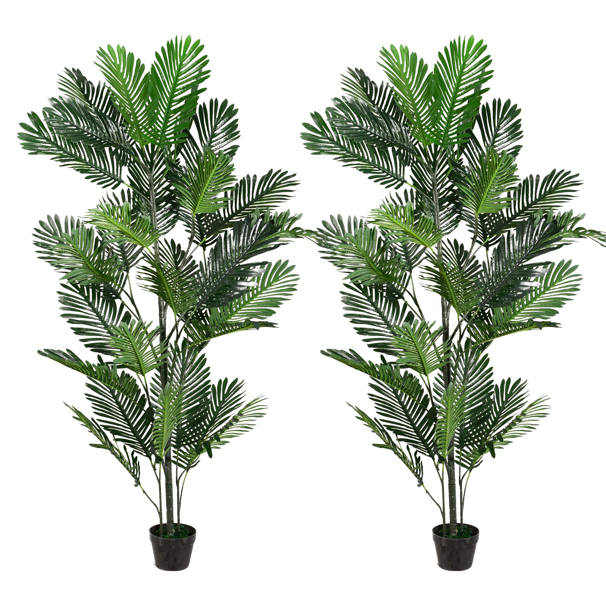 2Pcs Large Artificial Plants Fake Palm Tree Tropical Palm Leaves Faux Palm Plants Tall Tree Indoor Real Touch Plastic Monstera Leaves For Home Garden Outdoor Office Decor Green Plastic