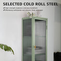 Retro Style Freestanding Metal Tall Display Cupboard With Glass Door And Three Detachable Shelves For Office, Living Room, Kitchen Console Sideboard,Bedside Entryway Mint Green Old Sku:W68751718 Mint Green Steel