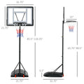 Soozier Basketball Hoop Outdoor, Portable Basketball Goal, 5.5Ft 7.5Ft Height Adjustable With 33'' Backboard And Wheels For Kids Junior Adults Use Black Steel