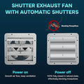 7 Inch Wall Mounted Shutter Exhaust Fan, Aluminum, 1600 Rpm, 760 Cfm, For Attic, Garage, Louvered Vent, Plant, Greenhouse, Silver Silver Aluminum