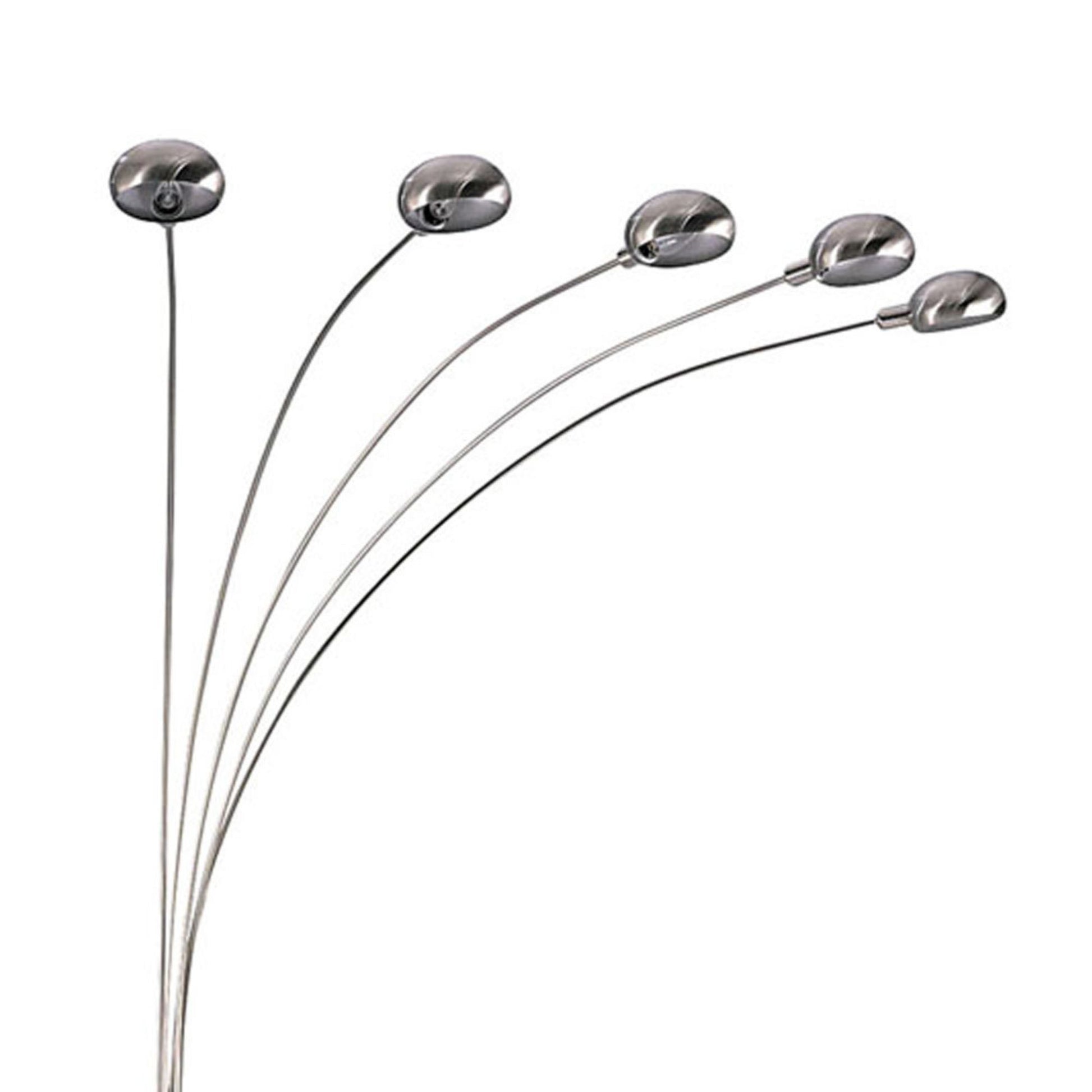 84" Tall Metal Floor Lamp With Satin Nickel Finish And 5 Adjustable Arch Arms Brushed Nickel Metal