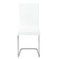 White And Chrome Side Chairs With Metal Sled Base Set Of 2 Solid White Silver Dining Room Foam Rectangular Modern Side Chair Solid Back Set Of 2 Faux Leather