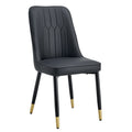 Table And Chair Set.The Table Has A Glass Top With Imitation Marble Pattern Stickers And Stainless Steel Golden Legs. Paried With Chairs With Pu Artificial Leather Backrest Cushions And Black Legs. Black Gold Seats 8 Glass Metal