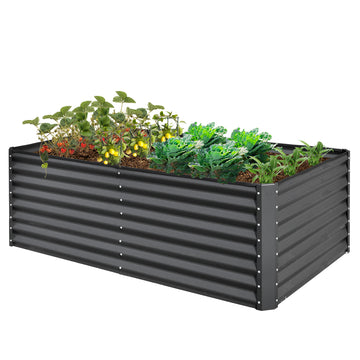 6X3X2Ft Galvanized Raised Garden Bed, Outdoor Planter Garden Boxes Large Metal Planter Box For Gardening Vegetables Fruits Flowers, Gray Gray Garden & Outdoor Steel