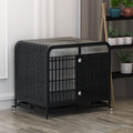 Heavy Duty Dog Crate Furniture Wooden Table Pet Dog Cage Kennel House Indoor Side End Table Decor With Removable Trays And Lockable Wheels For Medium And Large Dogs 40