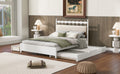 Queen Size Wooden Storage Platform Bed, With 2 Big Drawers, T Size Trundle, White Queen White Plywood