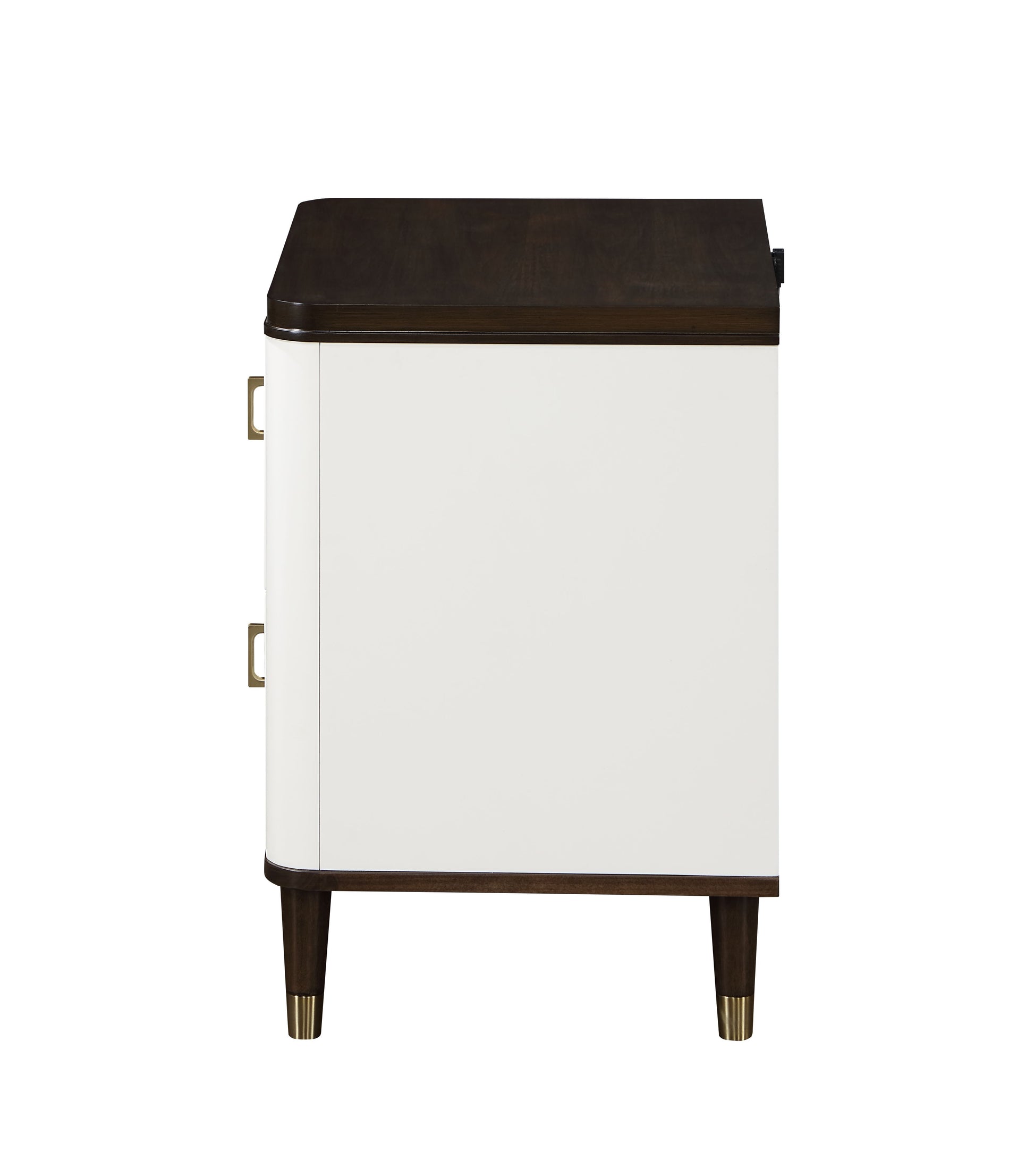 Carena White & Walnut Finish Night Stand W Usb White Walnut Synthetic Wood