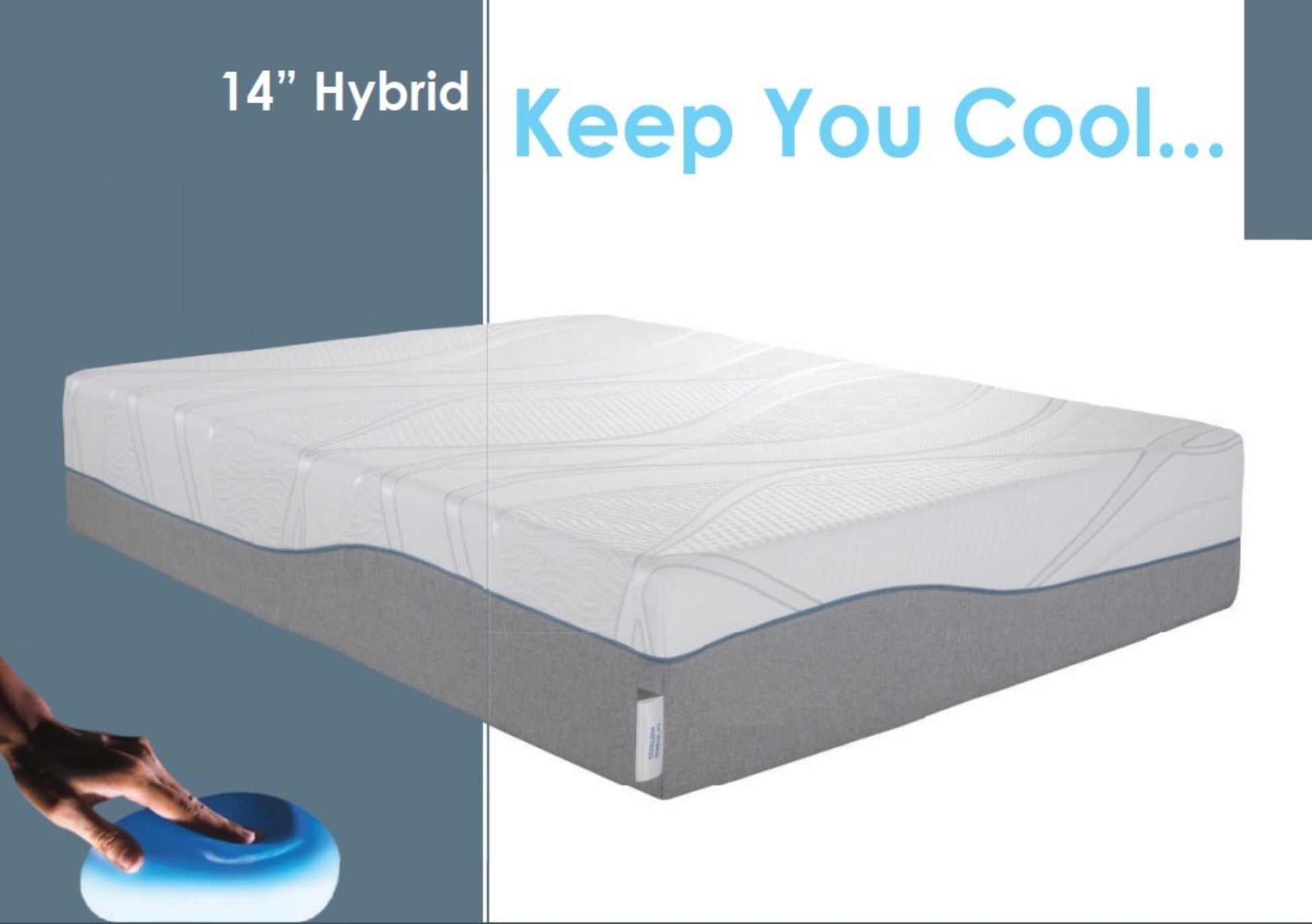 Twin Size Kruger 14" Medium Cooling Gel Memory Edge Support Pocket Spring Removable Cover Hybrid Mattress White Gray Foam Spring Twin