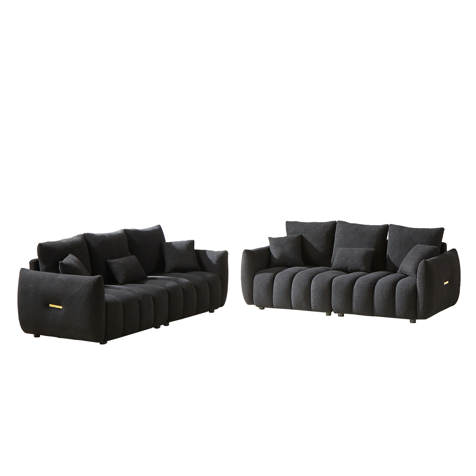 3 Seater 3 Seater Combo Sofa Modern Living Room Sofa, Teddy Sofa, Wooden Frame, 6 Cushions, Apartment Sofa Furniture Black Wood Primary Living Space Pine Foam Fabric 6 Seat