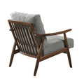 Modern Living Room 1Pc Gray Accent Chair Solid Wood Brown Finish Wooden Furniture Gray Primary Living Space Rubberwood Solid Wood