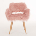 Pink Faux Fur Upholstered Make Up Chair Side Dining Chair With Metal Leg Pink Beech Metal Leg Pink Faux Fur