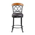 1Pc Counter Height Swivel Chair Faux Leather Upholstered Black Metal Frame Dining Furniture Black Dining Room Metal