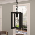 1 Light Living Room Steel Lantern Dimmable Farmhouse Pendant Ul Certified Black Ceiling Lights Steel Metal