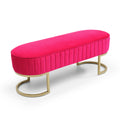 Bench Bedroom Bench ,Velvet Oval Upholstered End Of Bed Bench With Golden Metal Legs ,48