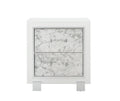 Skye Marble White Nightstand White Solid Wood Mdf