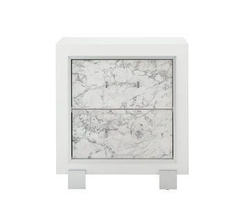 Skye Marble White Nightstand White Solid Wood Mdf