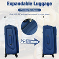 Softside Luggage Expandable 3 Piece Set Suitcase With Duffel Bag Upright Spinner Softshell Lightweight Luggage Travel Set Navy Blue Polyester