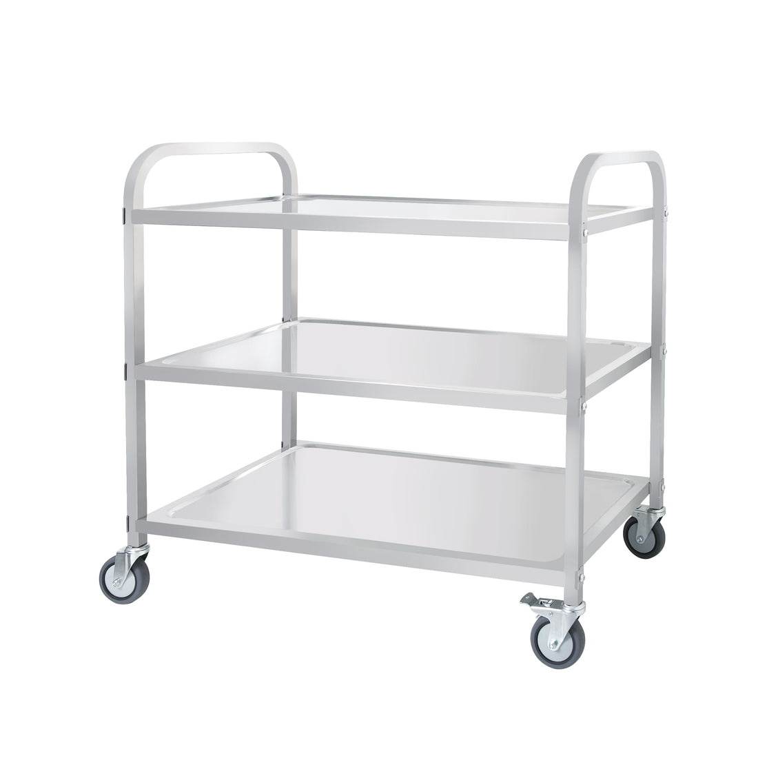 3 Tier Stainless Steel Cart, Serving Cart With Wheels, Restaurant, Household, Service Trolley, 360 Rotation Storage Cart With Locking Wheels 37.4 * 19.2 * 36.6'' L*W*H Rolling Kitchen Food Cart White Silver Stainless Steel
