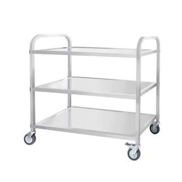 3 Tier Stainless Steel Cart, Serving Cart With Wheels, Restaurant, Household, Service Trolley, 360 Rotation Storage Cart With Locking Wheels 37.4 * 19.2 * 36.6'' L*W*H Rolling Kitchen Food Cart White Silver Stainless Steel