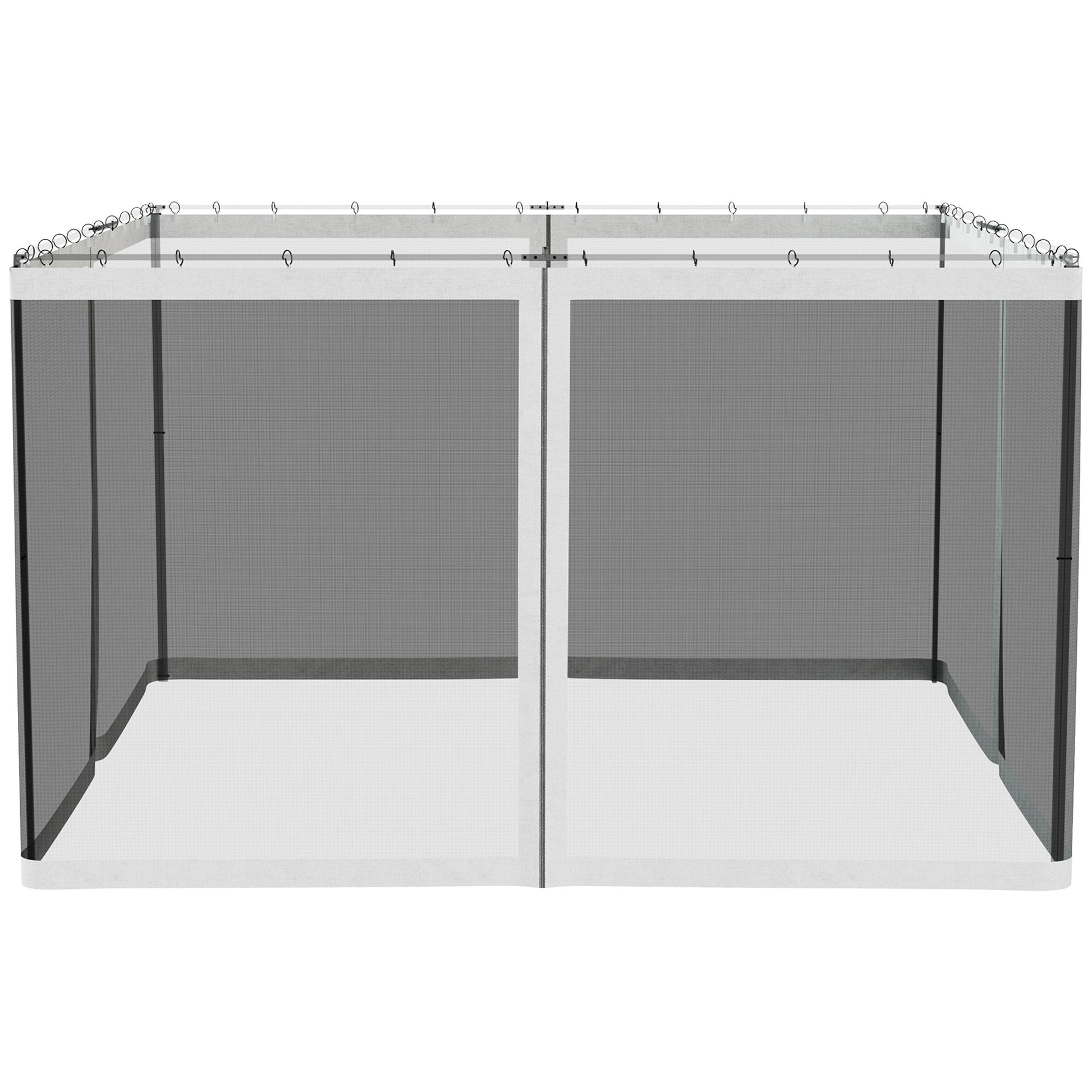 Outsunny 10' X 12' Replacement Mesh Sidewall Netting For Patio Gazebos And Canopy Tents With Zippers Sidewall Only , White White Polyester