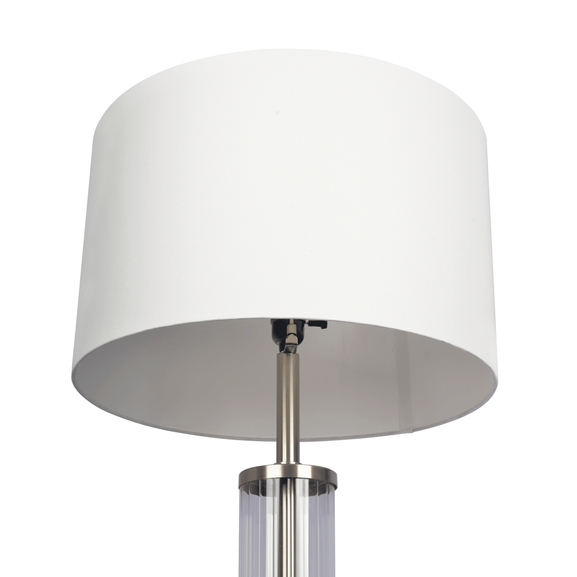 Echo Brushed Nickel Table Lamp With On Off Switch Clear Glass Body Metal Base Brushed Nickel,Clear,White Table&Floor Lamps Glass,Metal